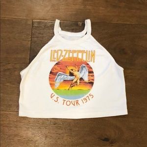 Led Zeppelin U.S. Tour 1975 White Crop Top (S)
